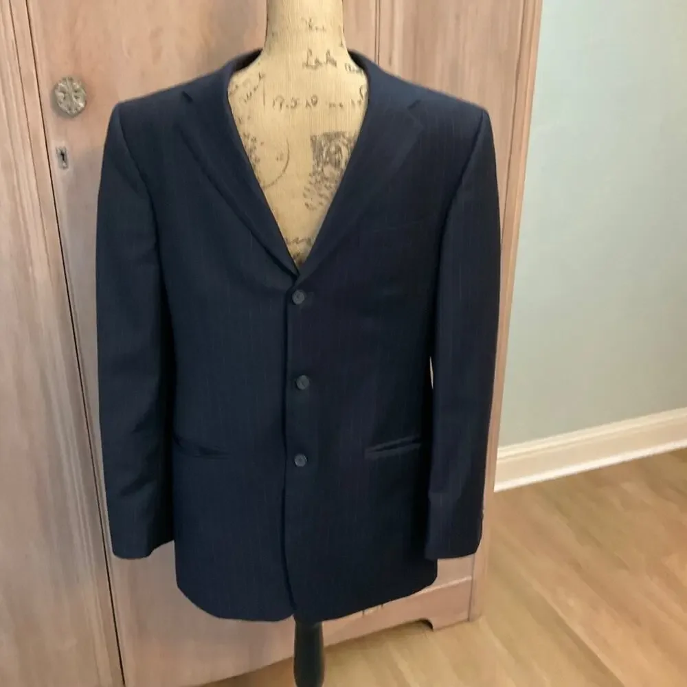Banana Republic Modern Fit three button wool Blazer navy blue pinstripe wool 40R